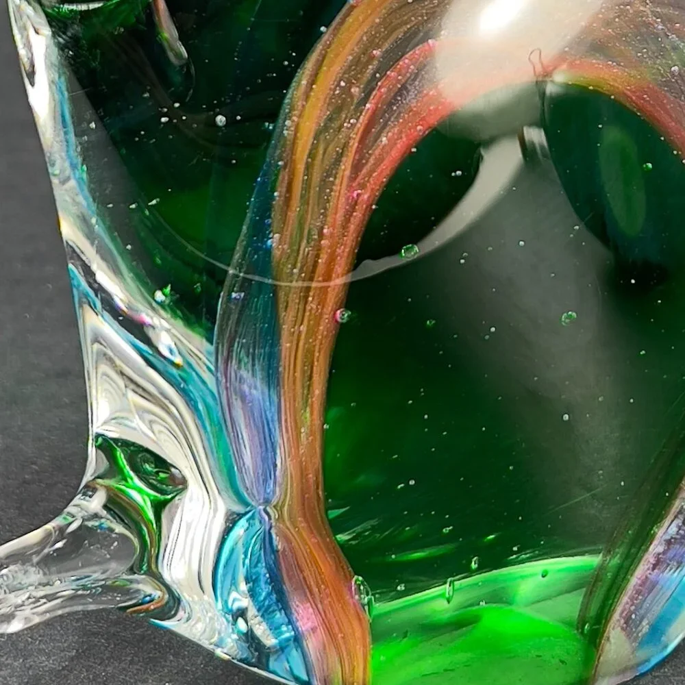 Pier 1 Imports Art Glass Fish Hand Blown Figurine Green Paperweight Home Decor